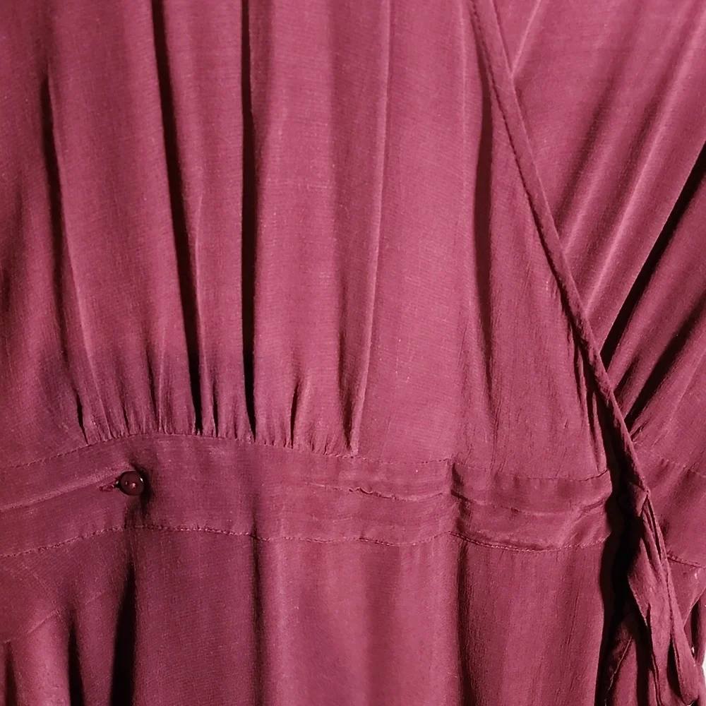 Lucky Brand Burgundy Wrap Dress Size L - Picture 3 of 5